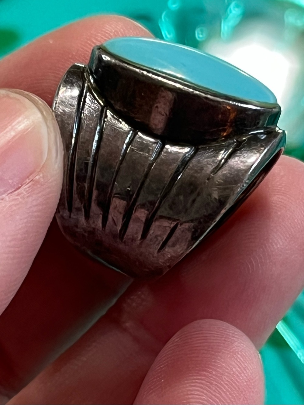 Vintage Sterling Silver 925 Sky Blue Turquoise Statement Size 5.5 Ring - Picture 5 of 8